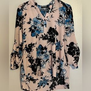 CURE. Pink with Black & Blue Floral Blouse